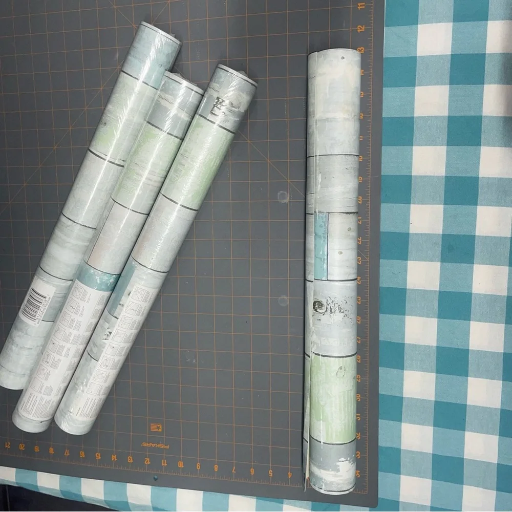 Decorative Blue and White Wallpaper Rolls 3 unopened 1 opened